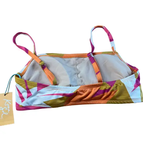 Kona Sol Women's Pink and Orange Abstract Print Bikini Top - Size Medium - NWT