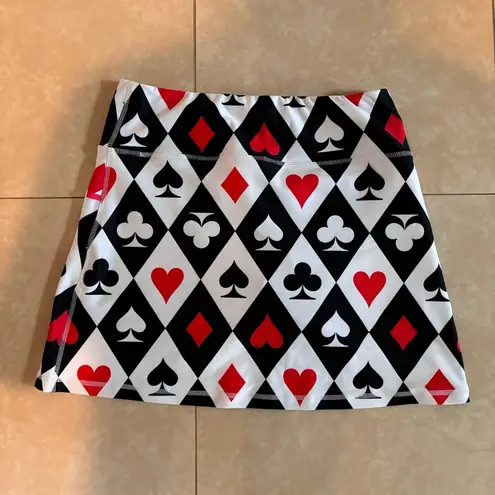 American Vintage Never been worn activewear skort with spades, hearts, diamonds and clubs printed