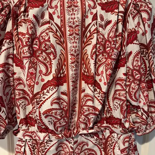 Farm Rio Off-White Tropical Cameo Organic Cotton Romper | M