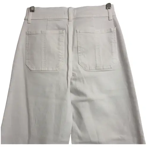 Evereve NWT White Ever Wide Leg Pants Exposed Button Fly Cotton Blend Size 27