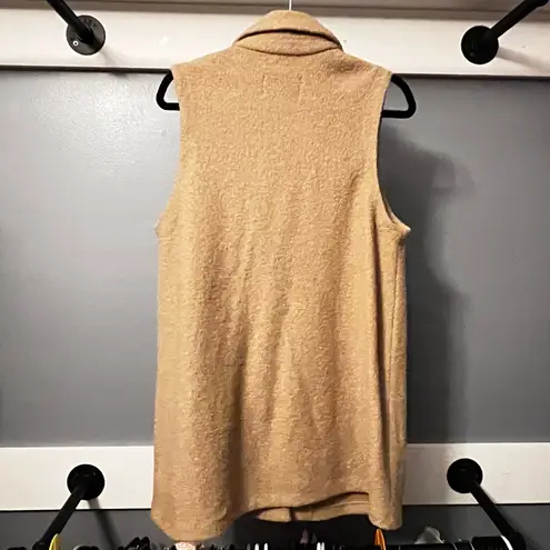 Tahari NEW Camel Long Vest Sleeveless Jacket Oversized Pockets Chic Layering L