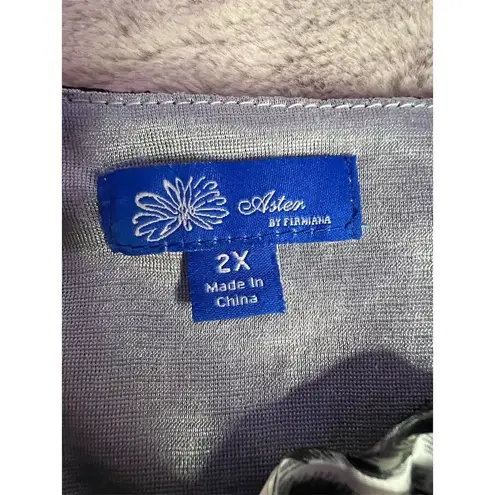 Aster Women's 2XL Black Lace Tunic 3/4 Sleeve Animal Print Size 2X