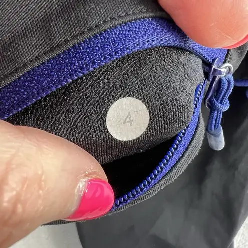 Lululemon  Size 4 Run Fast & Crop Black Tonka Stripe Burnout Pigment Blue Low - Image 12