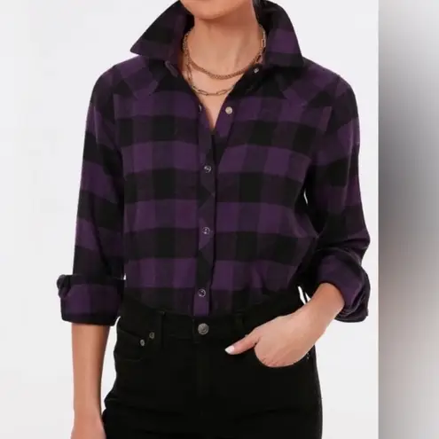 Tuckernuck  Aubergine Check Parker Shacket Flannel Purple Black