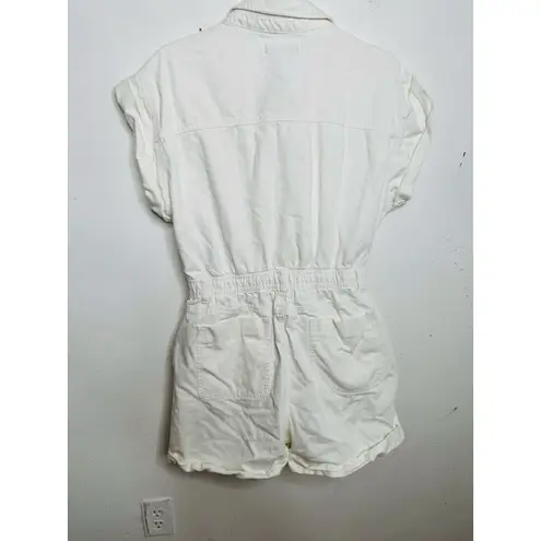 BLANKNYC White 100% Cotton Utility Collared Neckline Meditation Romper Size XL