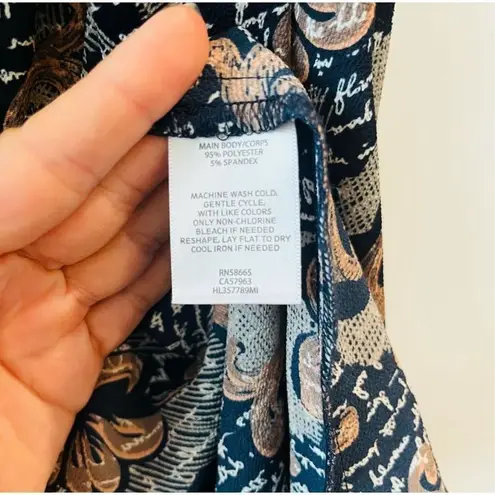 Chelsea28 Print Ruffle Wrap Dress Size Small Women’s Navy