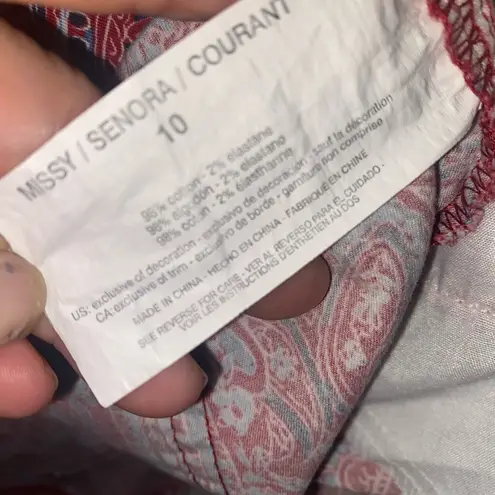 Bandolino Red White & Blue Paisley Patriotic High Waist Modest 6” Shorts 10