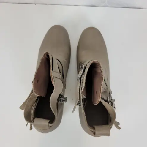 Inca Women Boots Size 7.5 Taupe Leather Round Toe Strappy Buckle Western Boho Gray