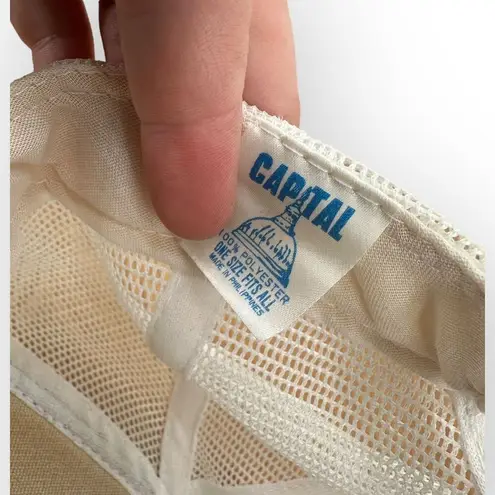 Vintage CAPITAL Trucker Hat Mesh Snapback Black Advertising Retro