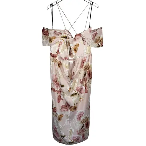 City Chic NWT Floral Print Draped Shoulders Maxi Dress in Petal Rose Pink Rose