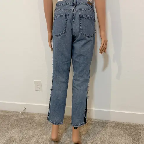 BlankNYC color block 2 tone 29 crop girlfriend jean J1 2524 Blue