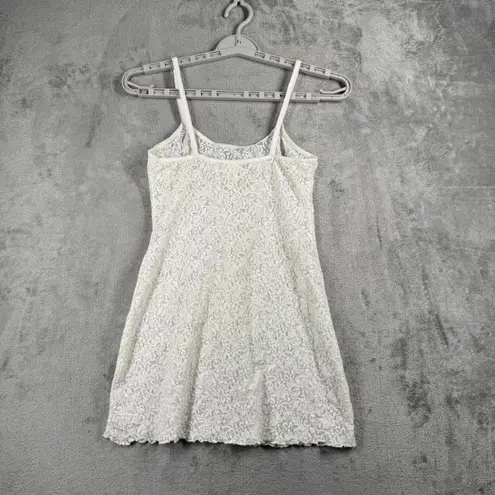 Victoria's Secret  White Floral Lace Chemise Sheer Slip Dress Mini M 90s Vintage‎
