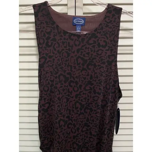 Scoop Burgundy Black Cheetah Print Tank Dress Rouching Maxi Size M Size M