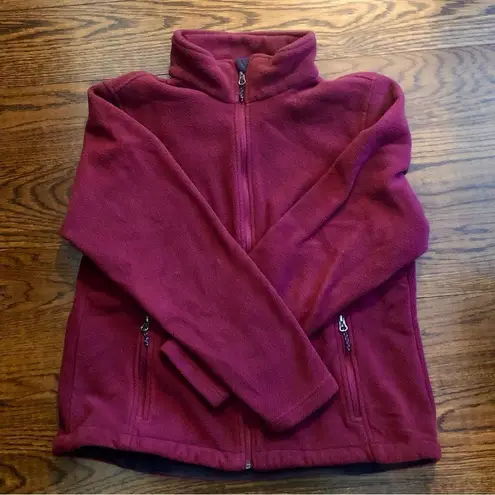 Port Authority Women’s Wine, Maroon Full Zipper Fleece, Sweatshirt Zip Pockets Size Large