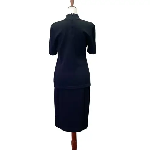 St. John Basics Santana Knit 2 Pc Set Black Top Sz S & Skirt Sz 6 Classic USA