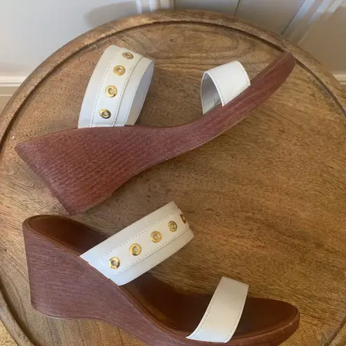 Italian Shoemakers Italian Shoemaker White Double Strap Wedges 10M