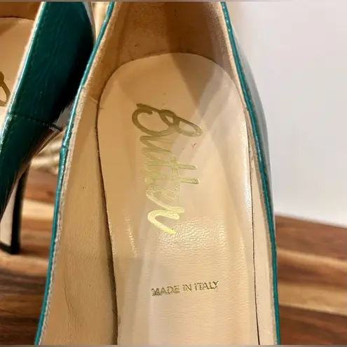 Butter Parker Patent Leather with Suede Heels in Peacock Teal Size 9 Green