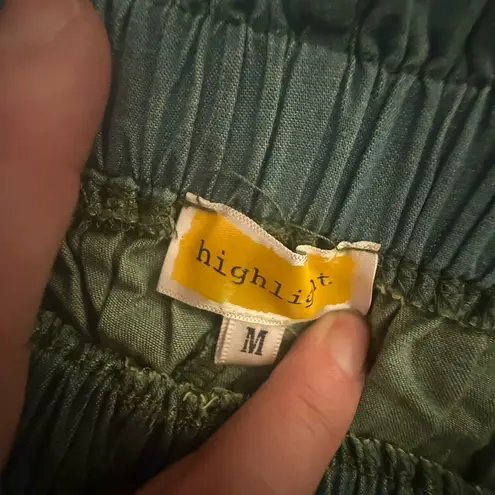 Highlight Sage Green Linen Paperbag Waist Cropped Wide