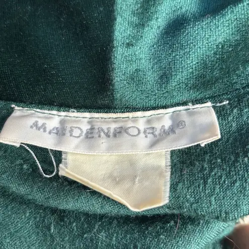 Vintage Emerald Velvet Robe Belted Satin Trim Wrap Tie Waist Lounge 1960s Glam Green Size undefined