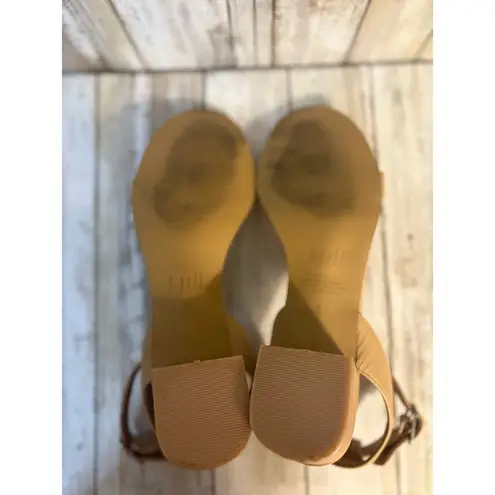 J. Jill Ariane Taupe Leather Open Toe Block Heel Sandals Size 8 Tan