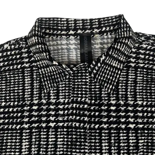 Norma Kamali Oversized Glen Plaid Boyfriend Shirt Blouse