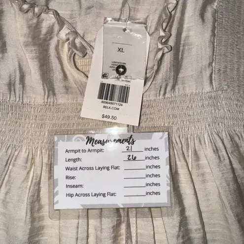 Wonderly XL Cream Beige Blouse Peasant Airflow Ruffle Neck Long Sleeve Top