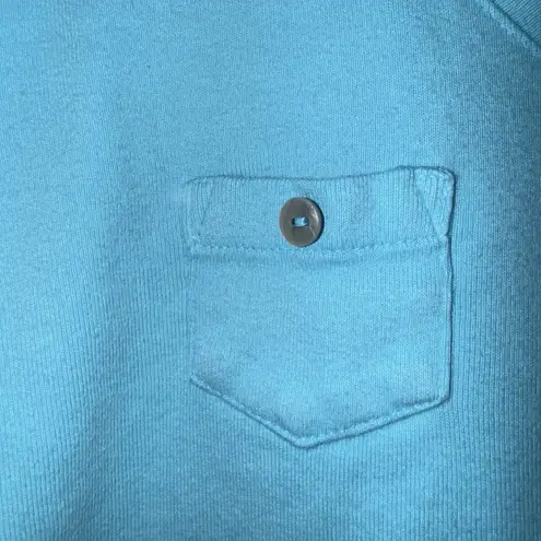 Fresh Produce Sz S Luna Blue Fem Logo V-Neck Cotton Baby Rib Top Short Sleeve