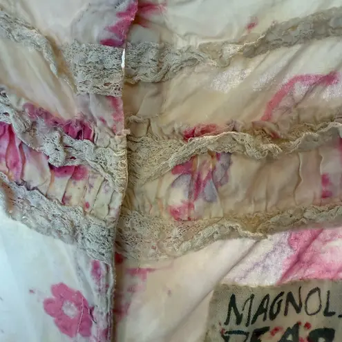 Magnolia Pearl Rare Stunning Pink and Cream Floral Victorian Dress one size