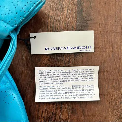 ROBERTA GANDOLFI turquoise fringe tassel leather bag, made in Italy, NWT