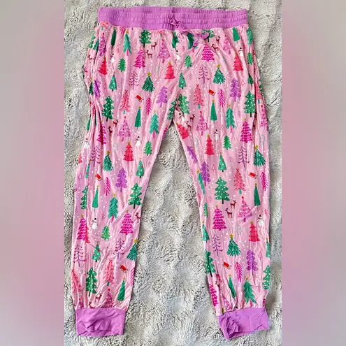 Little sleepies pink merry & bright Christmas holiday bamboo pajama set size XL