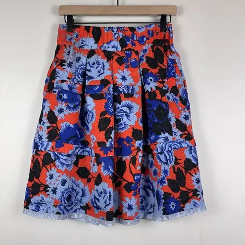 HD in Paris Lyanna Floral Skirt Small Red Blue Anthropologie Feminine Bloomcore