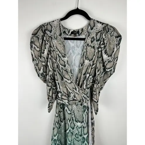 AFRM Ellis Ombre Snakeskin Print Wrap Maxi Dress XS Extra Small Party Cocktail Tan