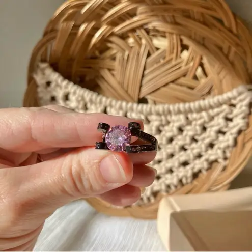 Pink & Black Glam Ring Vintage “Nevaeh” Sparkly Girly Feminine Statement Jewelry