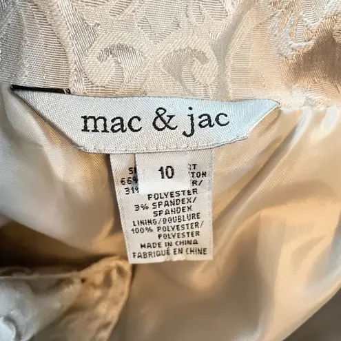 Mac & Jac Damask Coat Rhinestone Button Front Career Jacket Size 10 Old Money Tan