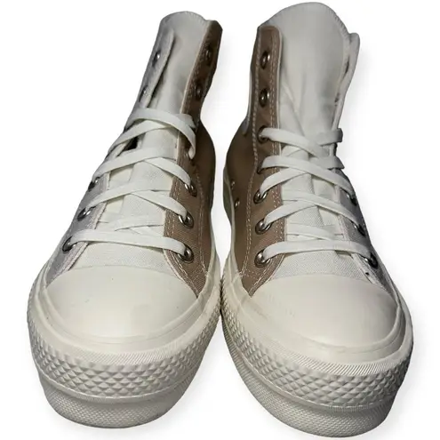 Converse  All Star 7 Tan Cream Tri-Panel Colour Block High Top Platform Sneakers