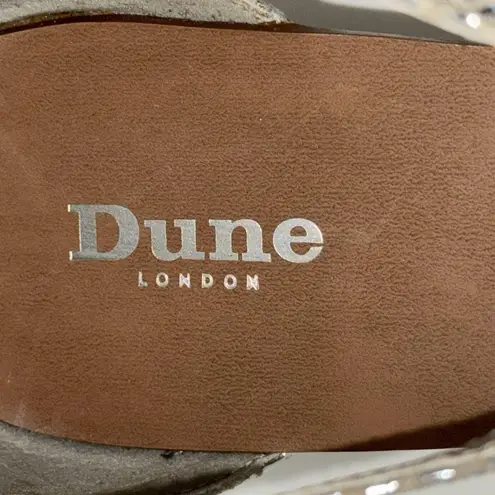 Dune London Silver T-Strap Leather Wedge Sandals w Snake Print Women’s 11