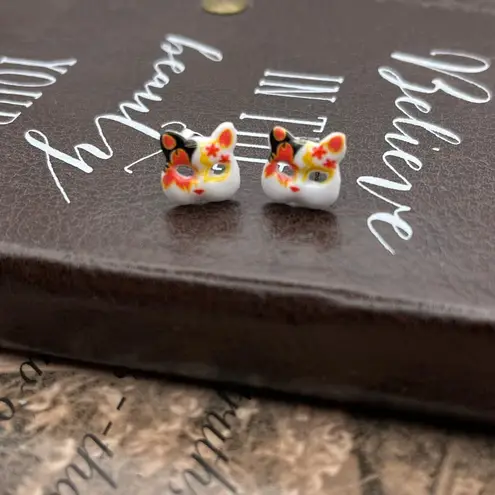 Handmade Kawaii Masquerade Kitty Cat Stud Earrings