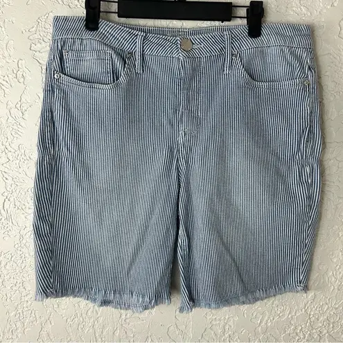 Seven 7 Striped Sunset Bermuda Raw Hem Denim Shorts Size 12