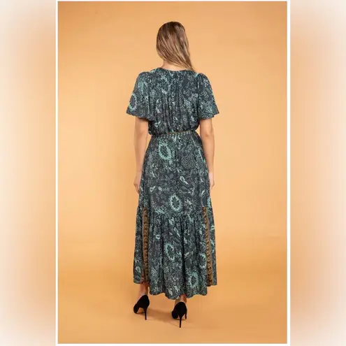 Raga Stefna Maxi Dress Green Size Small Printed Boho
