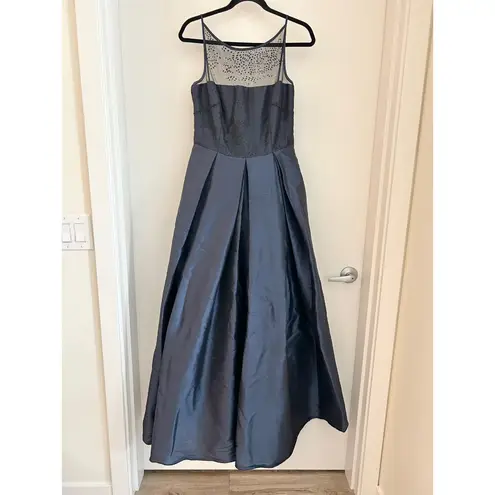 Monique Lhuillier ML Francesca Puff Ball Gown Dress in Navy Blue Size 10