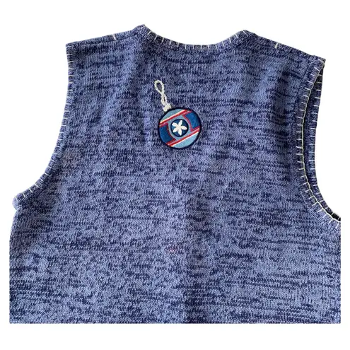 VINTAGE BOBBIE BROOKS Ornament Christmas Sweater Vest Blue Size M