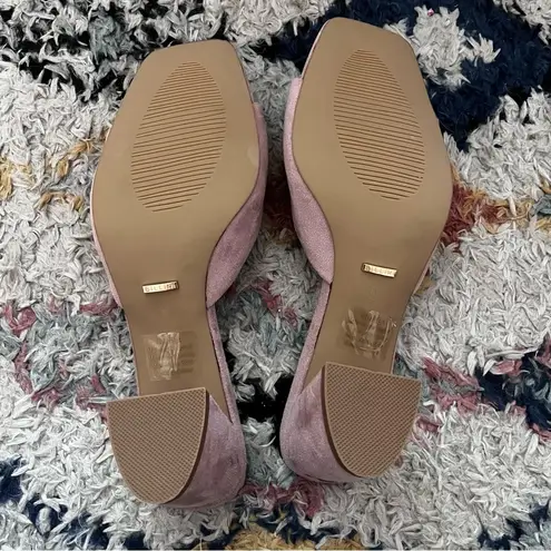 Petal and Pup Billini Quinea Dusty Rose Pink Suede Mid Peep Toe Mule Heels 9