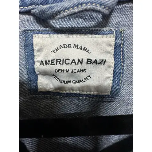 American Bazi Hollywood California Distressed Cropped Jean Jacket Medium