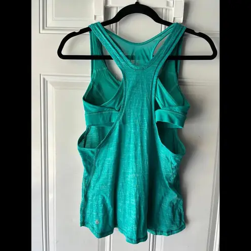 Lululemon  Glide and Stride Tank Heathered Viridian Green size 6. Built in bra