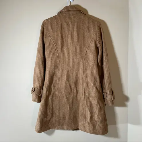 Anne Klein ANNE‎ KLEIN long trench wool blend coat jacket size small brown/camel