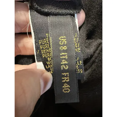 Donna Karan Vtg 80s 90s NY Black Wool Fit Flare Long Sleeve Bodysuit Dress US 8