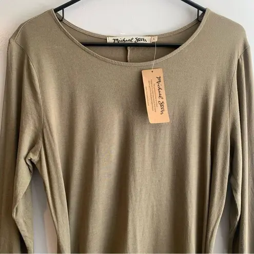 Michael Stars NWT Faux Wrap Tie Waist Long Sleeve Tee Dress Size Large