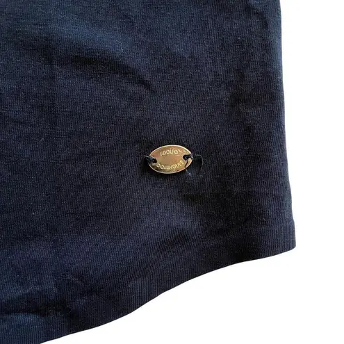 Adolfo Dominguez Navy Blue Scoop Neck 3/4-Length Raglan Sleeve T-Shirt Tee Top