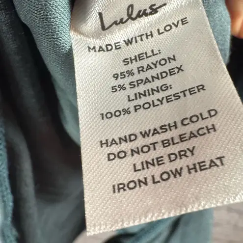 Lulus Marren Slate Blue Short Sleeve Surplice Bodysuit Womens size medium