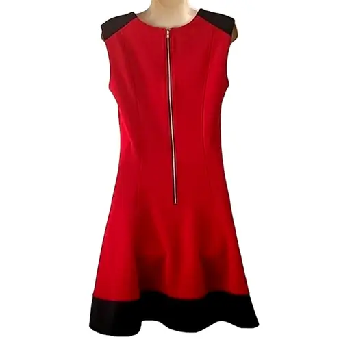 Robbie Bee Women's Size 6 Sleeveless Fit & A-Line Dress Red Black Colorblock